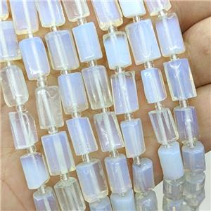 White Opalite Tube Beads, approx 7-14mm