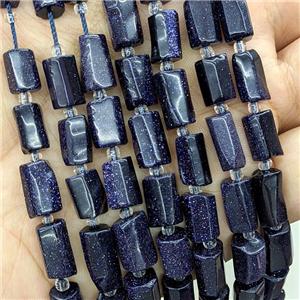 Blue Sandstone Tube Beads, approx 7-14mm