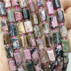 Natural Chinese Rhodonite Tube Beads Pink, approx 7-14mm