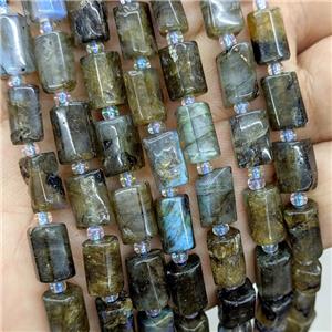 Natural Labradorite Tube Beads A-Grade, approx 7-14mm