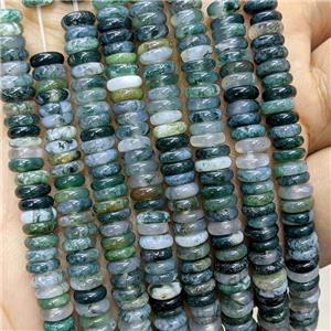 Natural Green Moss Agate Heishi Beads, approx 2x6mm