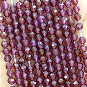 Natural Garnet Beads Purple Faceted Round, approx 3mm