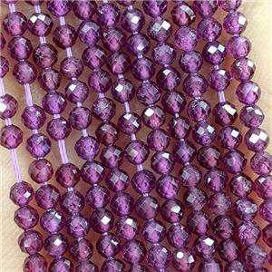 Natural Garnet Beads Purple Faceted Round, approx 3mm