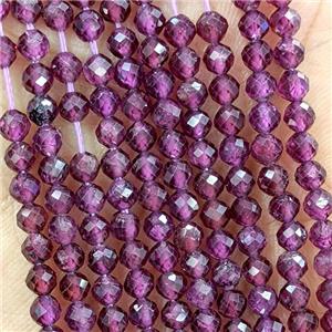 Natural Garnet Beads Purple Faceted Round, approx 3.5mm