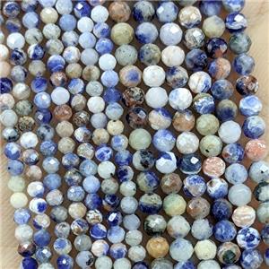 Natural Blue Sodalite Beads B-Grade Faceted Round, approx 3mm