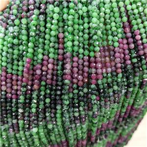 Natural Zoisite Beads Green Pink Faceted Round, approx 3.2mm