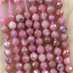 Natural Rhodonite Beads Red Faceted Round, approx 5mm