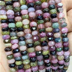 Natural Tourmaline Beads Multicolor Faceted Rondelle, approx 6mm