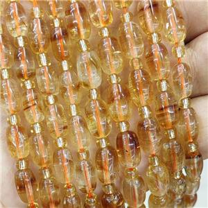 Natural Citrine Barrel Beads Golden, approx 8-12mm