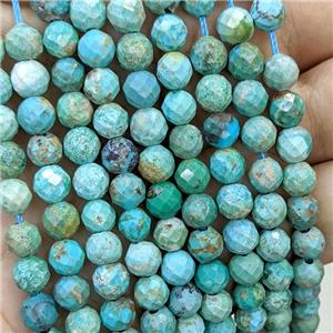 Natural Chinese Turquoise Beads Green Faceted Round, approx 7mm