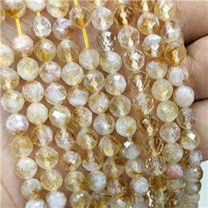 Natural Citrine Beads Faceted Round Golden B-Grade, approx 7mm