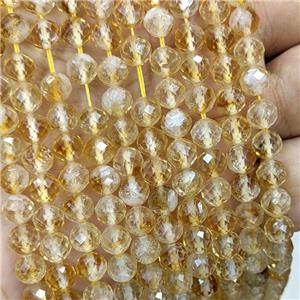 Natural Citrine Beads Faceted Round Golden, approx 6mm