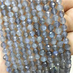 Natural Labradorite Beads Gray Faceted Round, approx 5mm