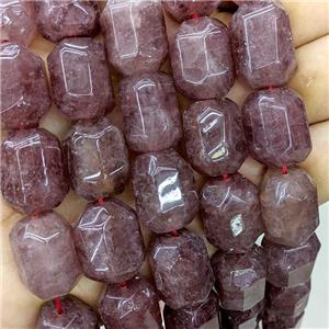 Natural Strawberry Quartz Beads Faceted Tube, approx 16-20mm