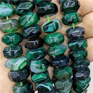 Natural Agate Beads Green Dye Faceted Rondelle, approx 8-15mm