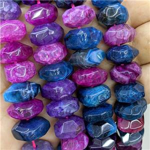 Natural Agate Beads Dye Faceted Rondelle Mixed Color, approx 8-15mm