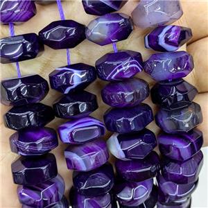 Natural Stripe Agate Beads Purple Dye Banded Faceted Rondelle, approx 8-15mm