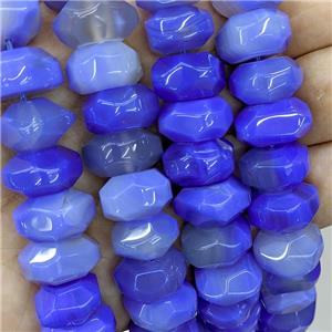 Natural Agate Beads Blue Dye Faceted Rondelle, approx 8-15mm