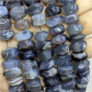 Natural Stripe Agate Beads Gray Dye Banded Faceted Rondelle, approx 8-15mm