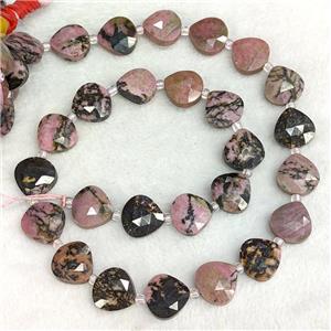 Natural Chinese Rhodonite Beads Pink Faceted Teardrop, approx 12mm