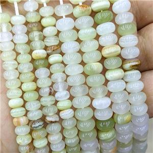 Natural Afghanistan Jadeite Beads Smooth Rondelle Olive, approx 4x6mm