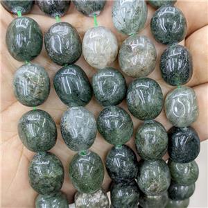 Natural Green Rutilated Quartz Nugget Beads Freeform Polished, approx 12-15mm