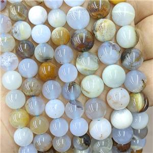 Natural Blue Chalcedony Beads Smooth Round B-Grade, approx 10mm dia