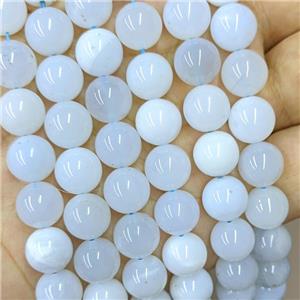 Natural Blue Chalcedony Beads Smooth Round, approx 12mm dia