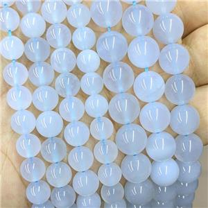 Natural Blue Chalcedony Beads Smooth Round AAA-Grade, approx 6mm dia