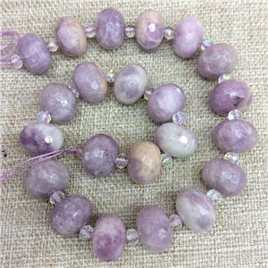 Natural Chinese Lepidolite Beads Purple Faceted Rondelle, approx 13-18mm