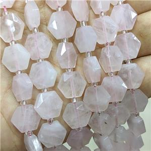 Natural Pink Rose Quartz Hexagon Beads, approx 12mm