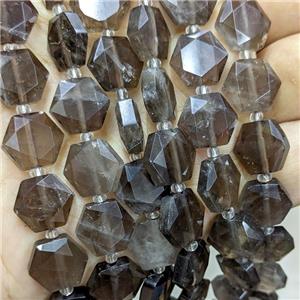 Smoky Quartz Hexagon Beads, approx 12mm