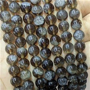 Silver Smoky Quartz Beads Smooth Round, approx 8mm dia