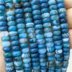 Natural Stripe Agate Beads Banded Smooth Rondelle Blue Dye, approx 5-8mm