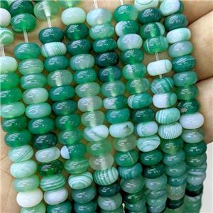 Natural Stripe Agate Beads Banded Smooth Rondelle Green Dye, approx 5-8mm