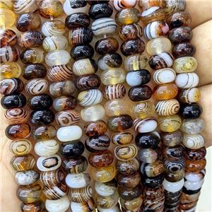 Natural Stripe Agate Beads Banded Smooth Rondelle AmberCoffee Dye, approx 5-8mm