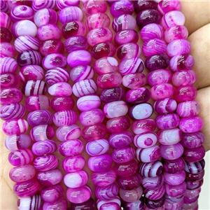 Natural Stripe Agate Beads Banded Smooth Rondelle Hotpink Dye, approx 5-8mm