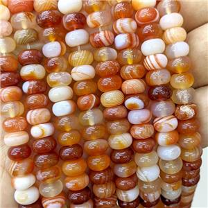 Natural Stripe Agate Beads Banded Smooth Rondelle Red Dye, approx 5-8mm