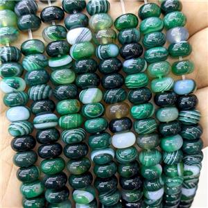 Natural Stripe Agate Beads Banded Smooth Rondelle Mint Green Dye, approx 5-8mm