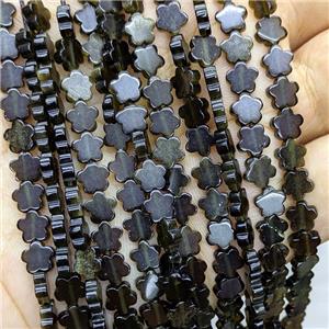 Golden Obsidian Flower Beads, approx 6mm