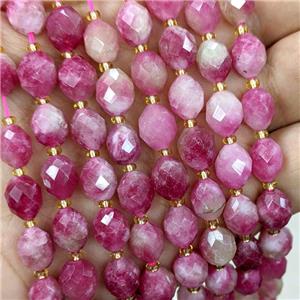 Natural Jade Beads Red Dye Faceted Rice, approx 8-10mm