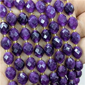 Natural Jade Beads Purple Dye Faceted Rice, approx 8-10mm