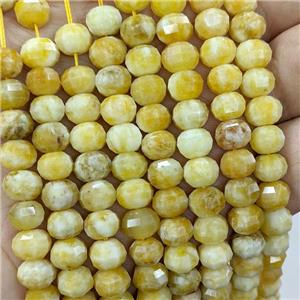 Natural Jade Beads Yellow Dye Faceted Pumpkin, approx 8mm