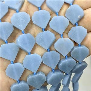 Natural Blue Angelite Heart Beads, approx 16mm