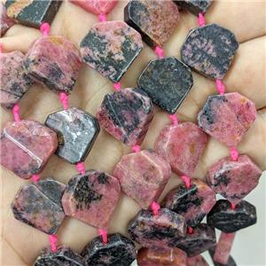 Natural Brazilian Rhodonite Heart Beads Red, approx 16mm