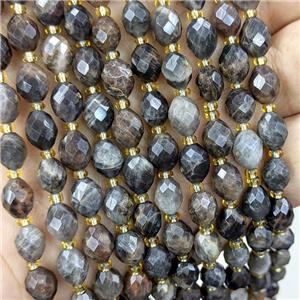 Natural Black Sunstone Beads Faceted Rice, approx 6-8mm