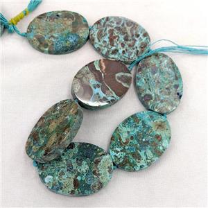 Natural Ocean Jasper Oval Beads Blue Dye, approx 35-50mm