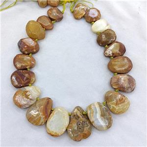 Natural Dragon Veins Agate Teardrop Graduated Beads Topdrilled Coffee Dye, approx 20-40mm