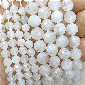 Natural White Moonstone Beads Faceted Round, approx 6mm