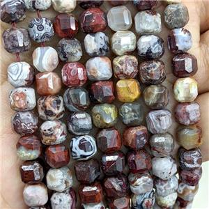 Natural Mexico Crazy Lace Agate Beads Faceted Cube, approx 7mm